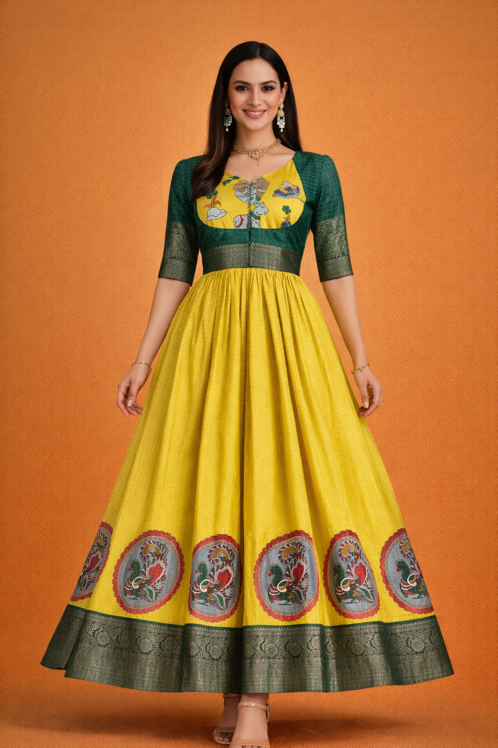 Kalamkari Print Gown